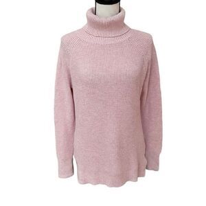 J Crew Mercantile Women's Pink Textured Turtleneck Cotton Sweater Size S.